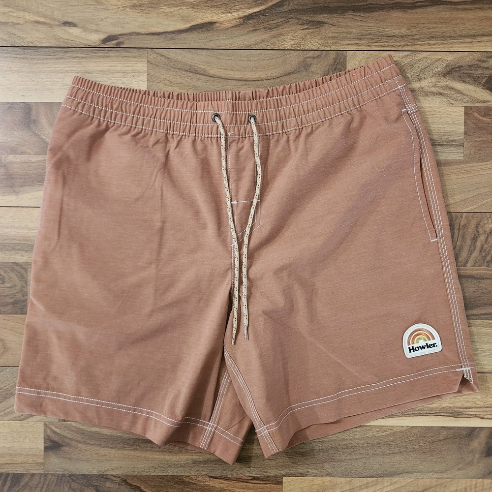 Howler Brothers Deep Set Board Shorts Swim Trunks Men's Size 33 Agave Orange Euc